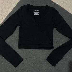 Target Wild Fable Black Long Sleeve Crop Top